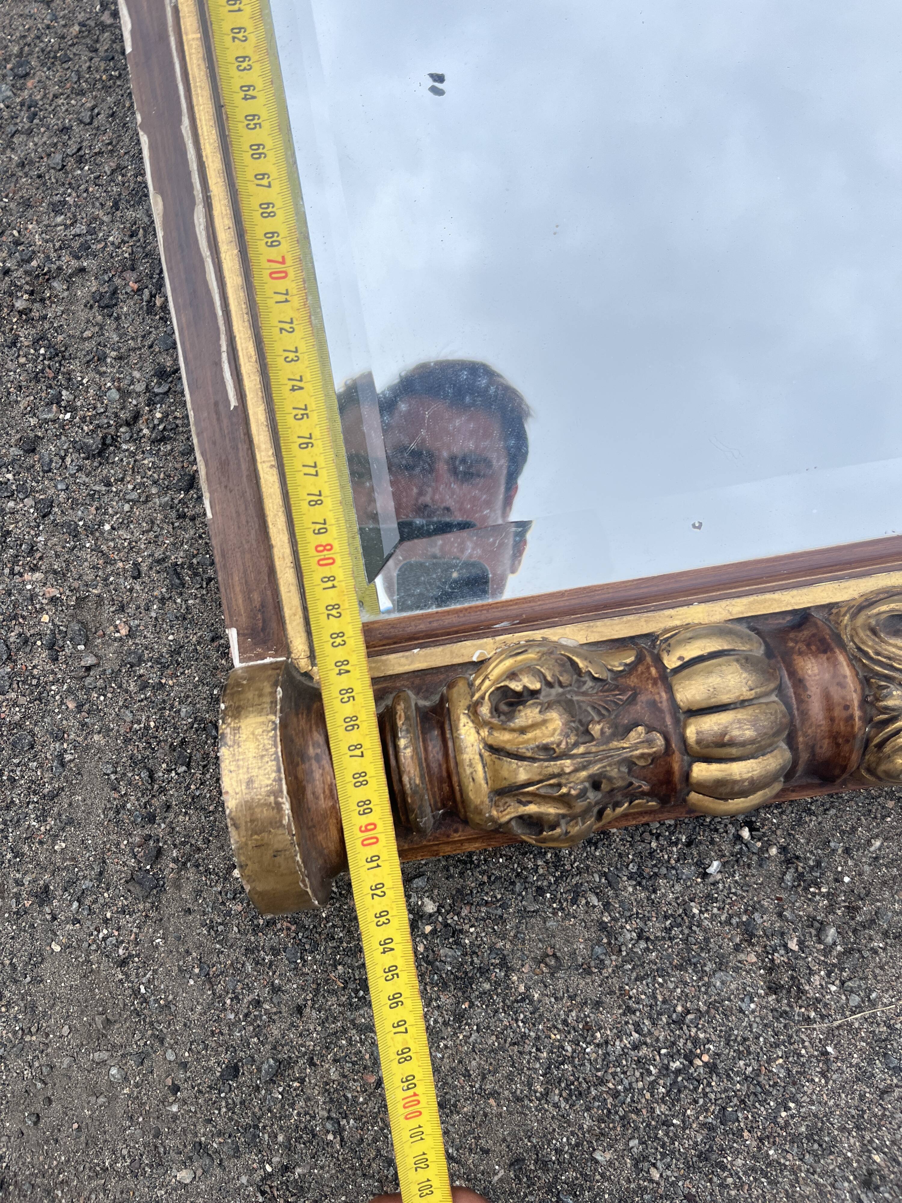 Large antique mirror 144 cm in Empire style - Trumeau or fireplace mirror
