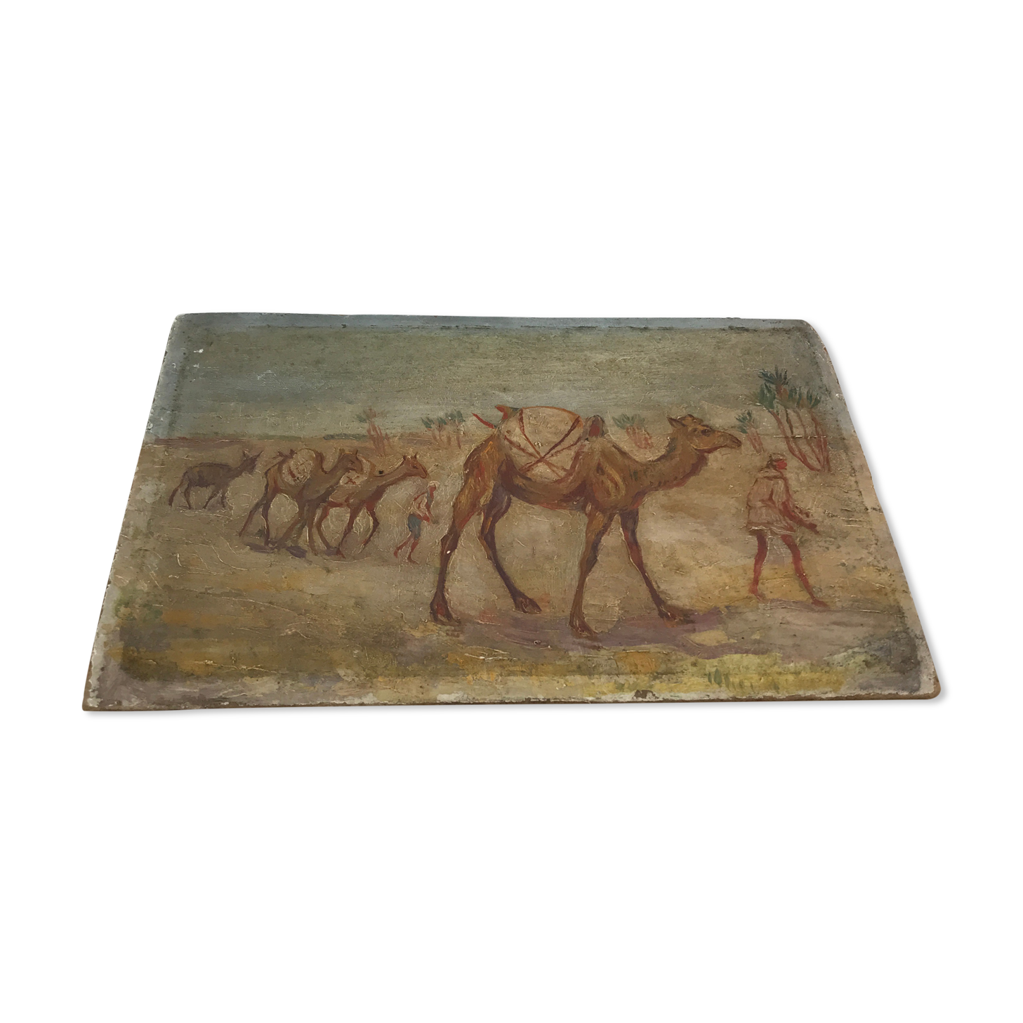 Orientalist painting of camels