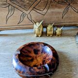 Artisanal ashtray in solid olive tree