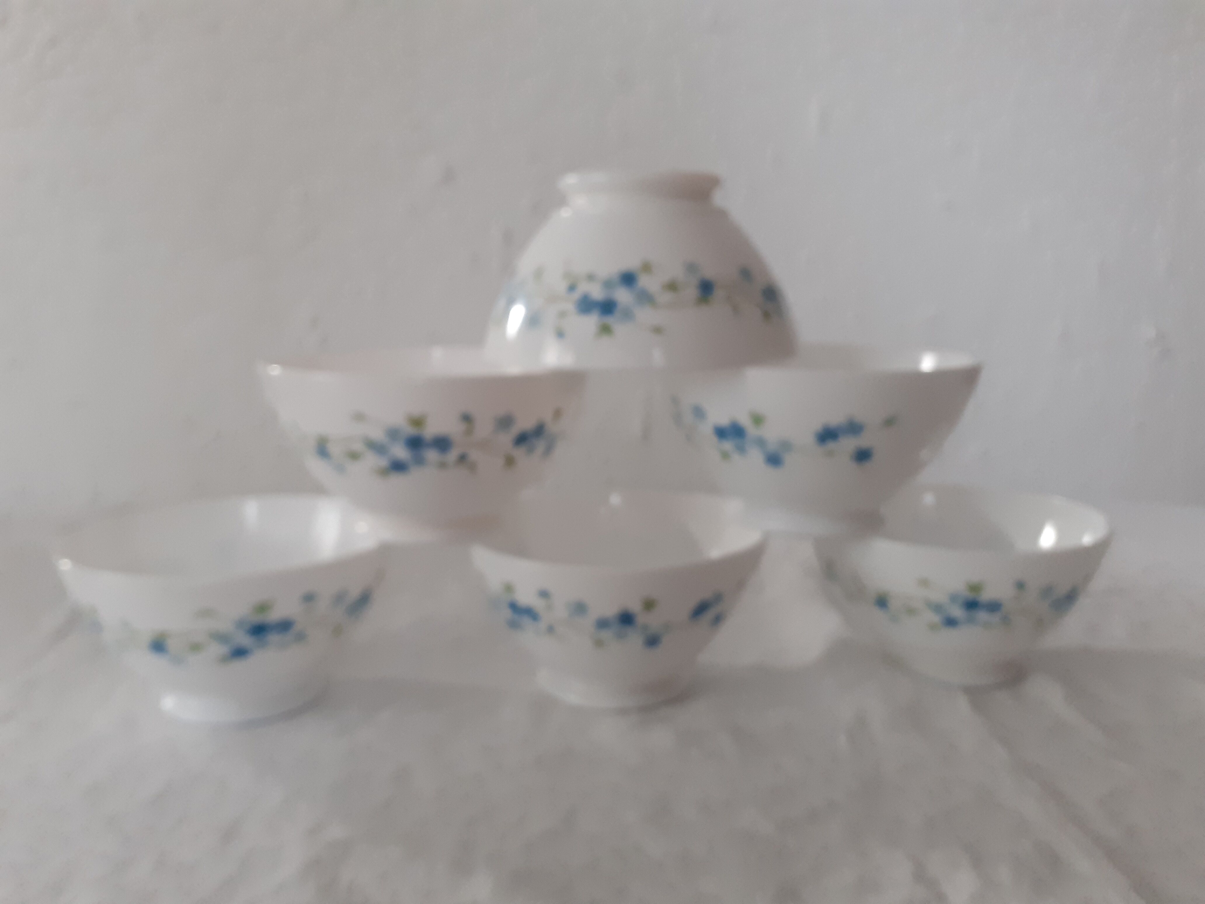 6 bowls VERONICA small blue flowers Arcopal france