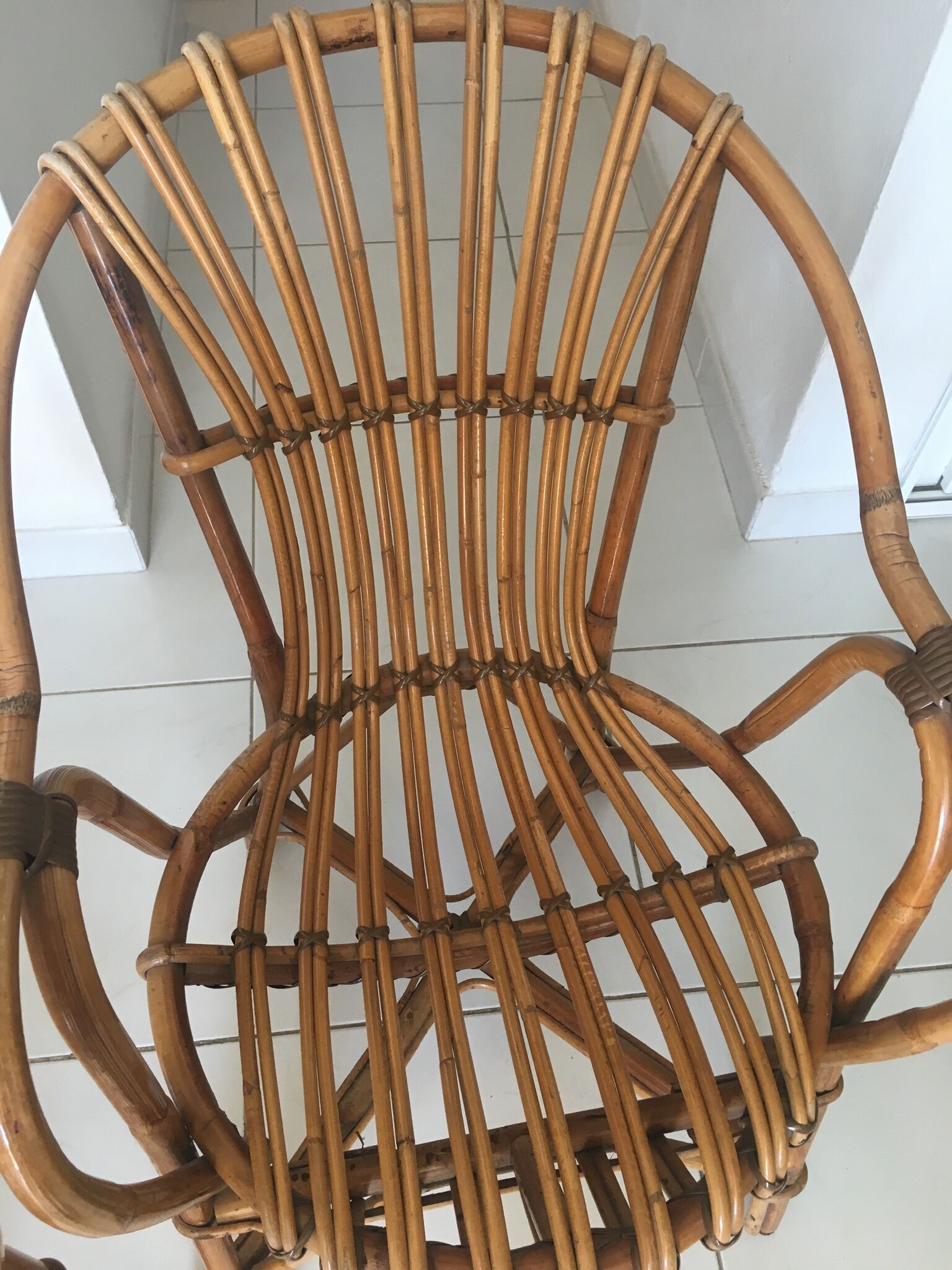 Pair of vintage rattan armchairs