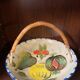 Fruit bowl signed puigdemont spanish ceramic fruit decor osie handle