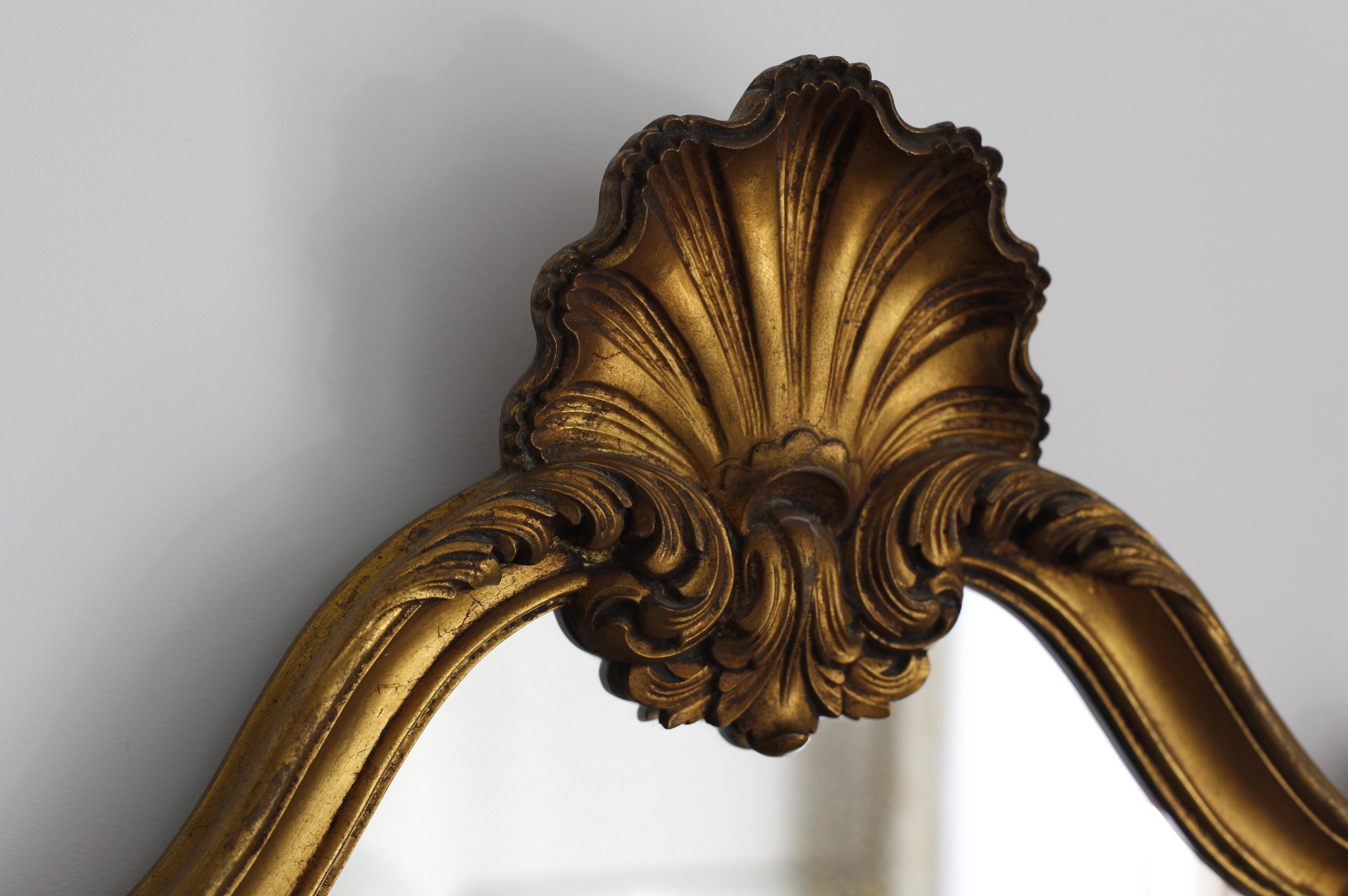 Antique golden shell mirror
