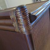 Vintage dressing table/chest - woven rattan - 5 drawers - mirror - 1960s/70s