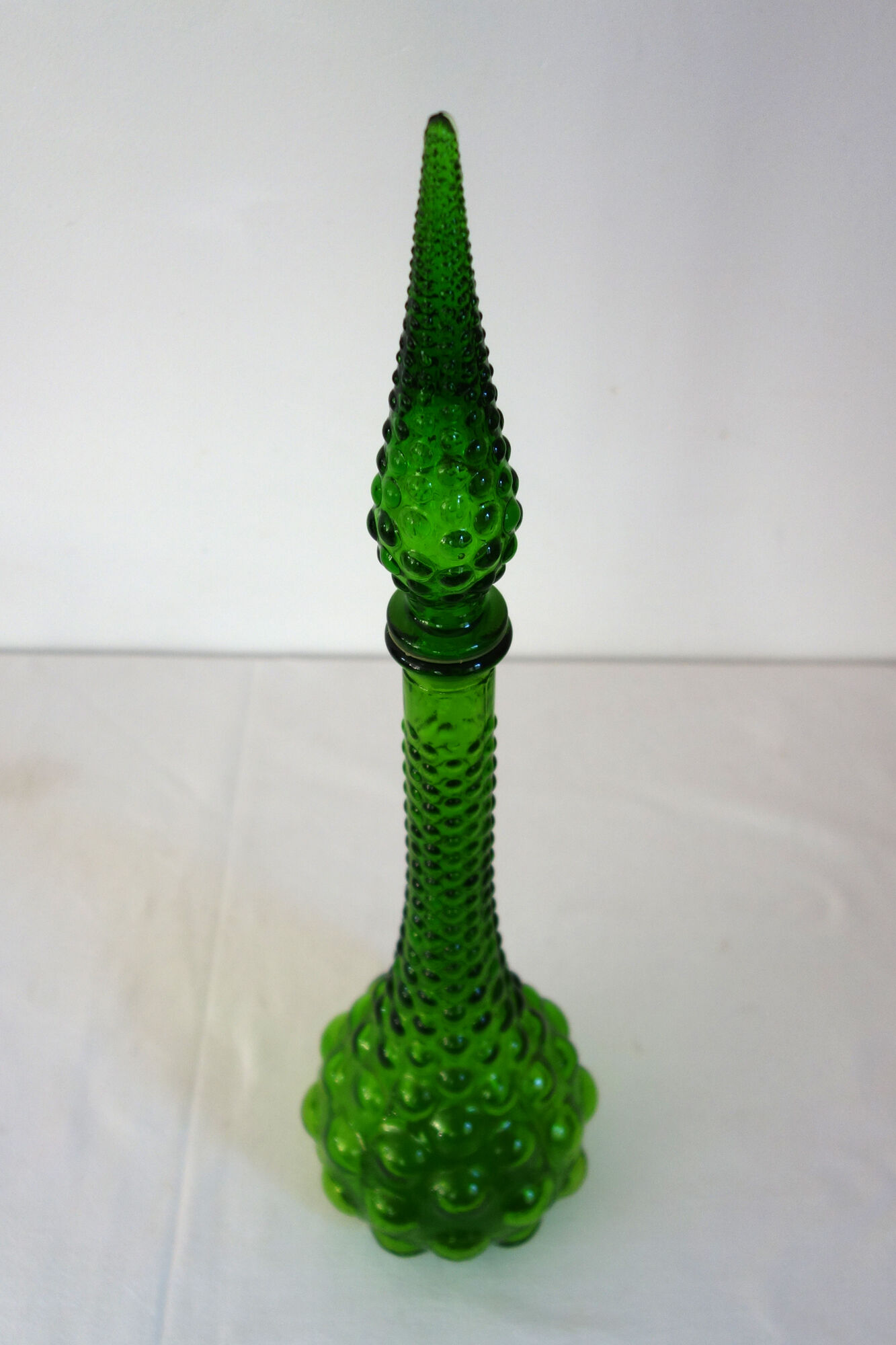 Carafe bottle in green glass bubbles Empoli 60s