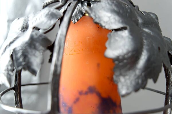 Paire de Lampes Fer Forgé, Thème de la Vigne, Müller Frères, Art Déco, 1925