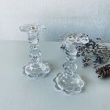 Pair of glass candle holders