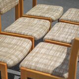 Dining room chairs X 6, vintage chair, vintage wood and fabric chair, series of chairs, decoration