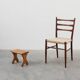 Sculptural hand-carved oak wooden stool, France, ca. 1900