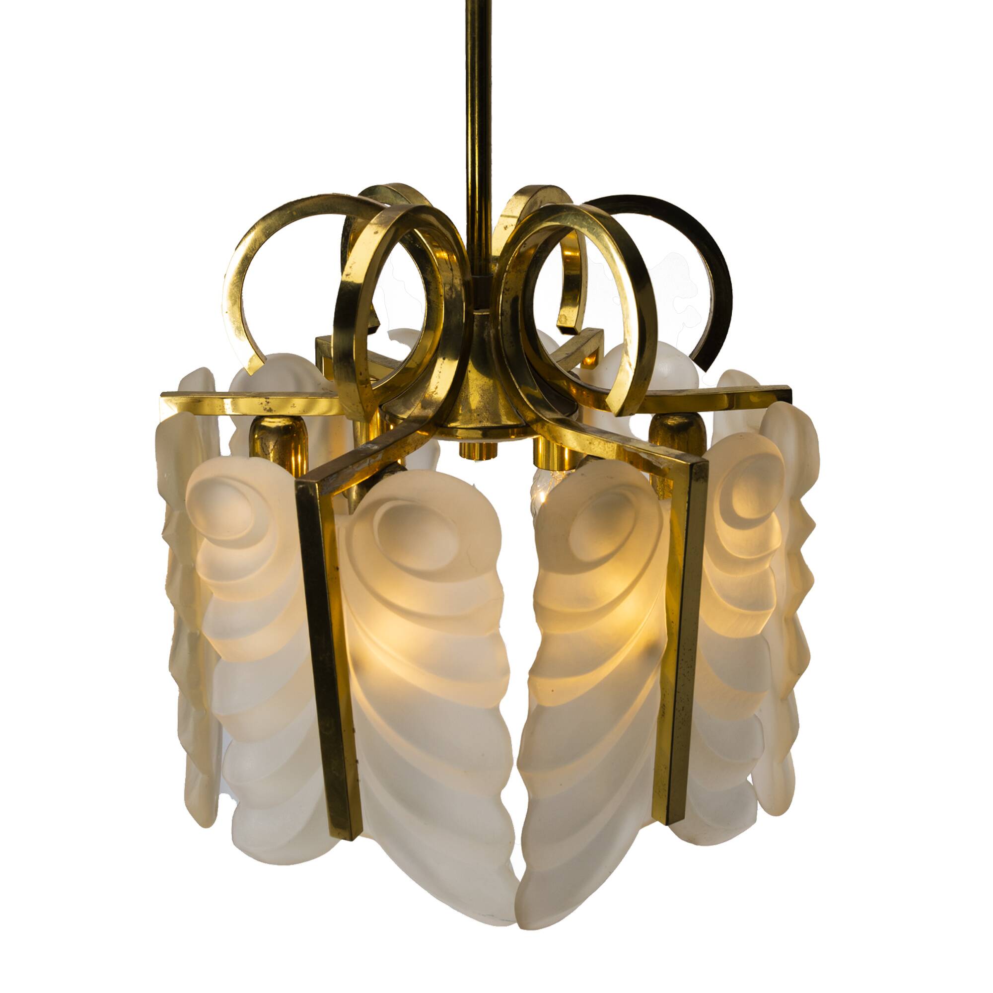 Brass and Glass Pendant Lamp by Carl Fagerlund for Orrefors