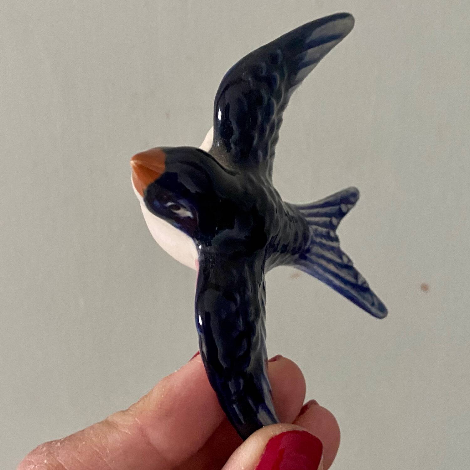 Vintage wall swallow in blue ceramic