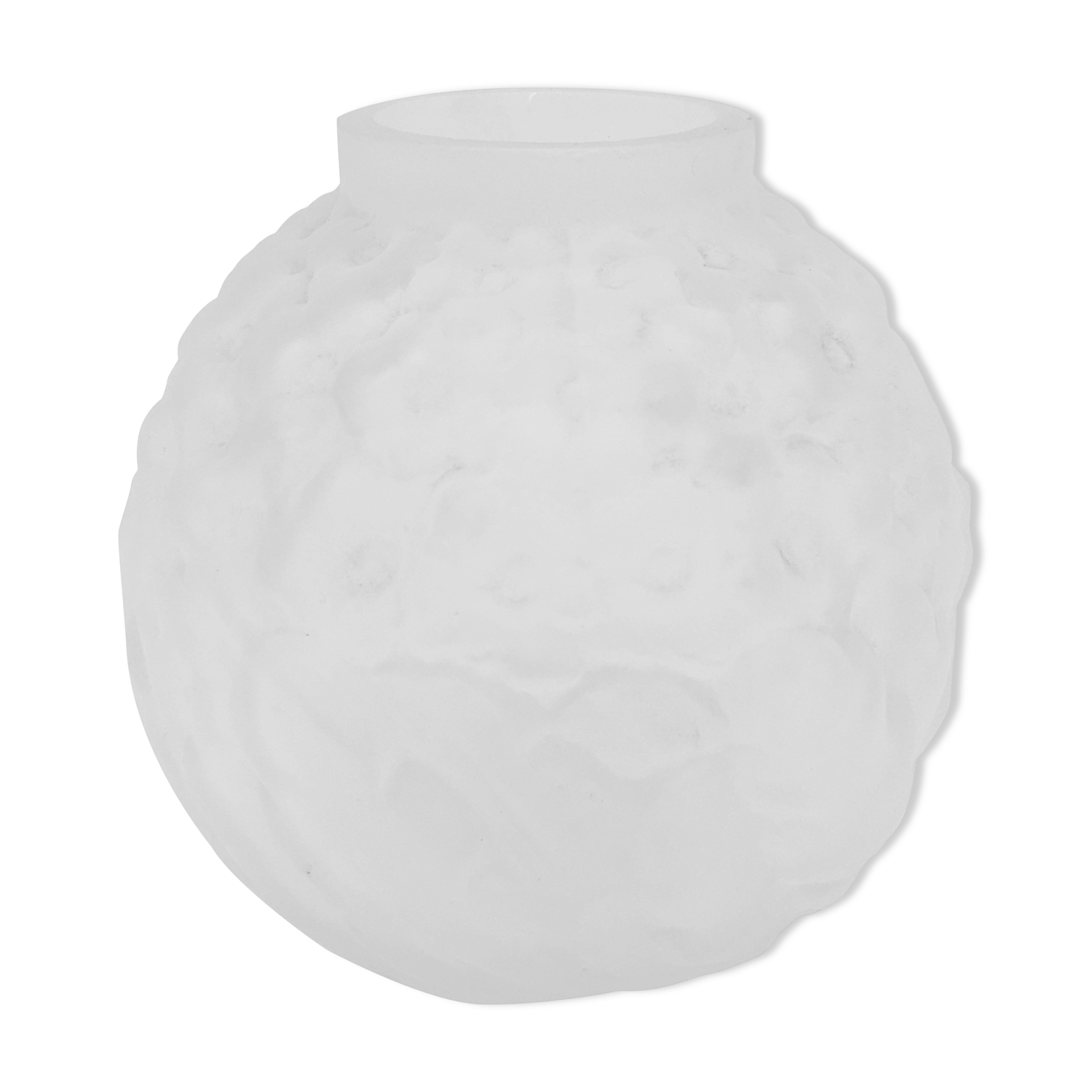 art deco ball vase in moulded pressed glass, satin - 1930s