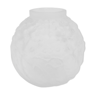 art deco ball vase in moulded pressed glass, satin - 1930s