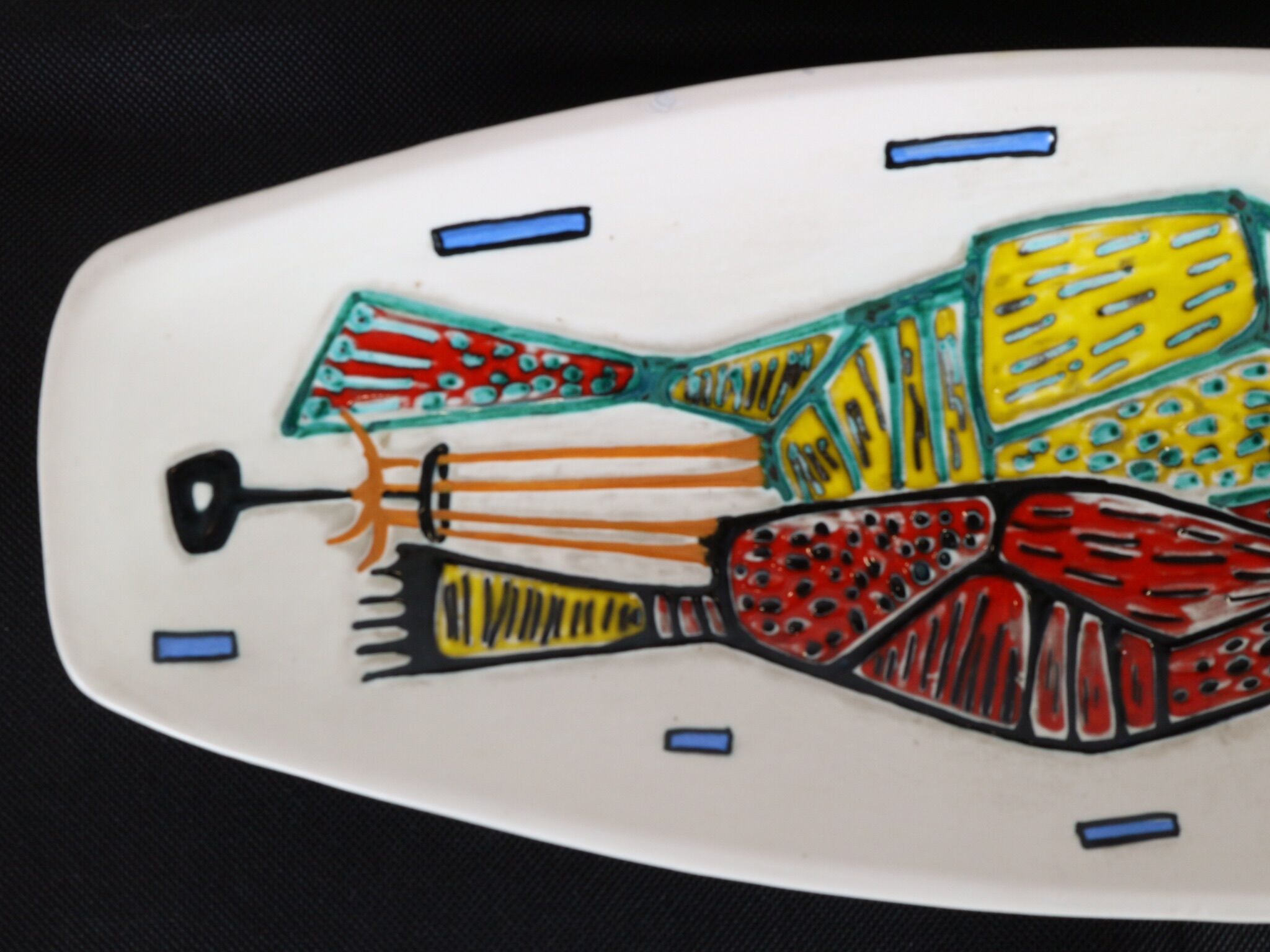 Two ceramic plates/ trays with game design, vintage, 50 60s