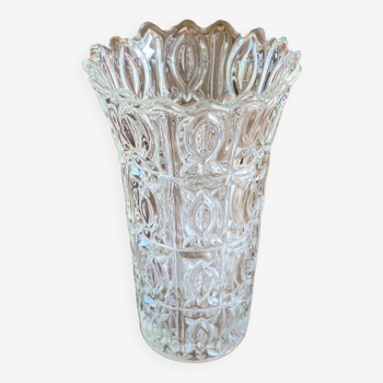 Grand vase vintage en verre ciselé