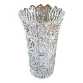 Large vintage chiseled glass vase