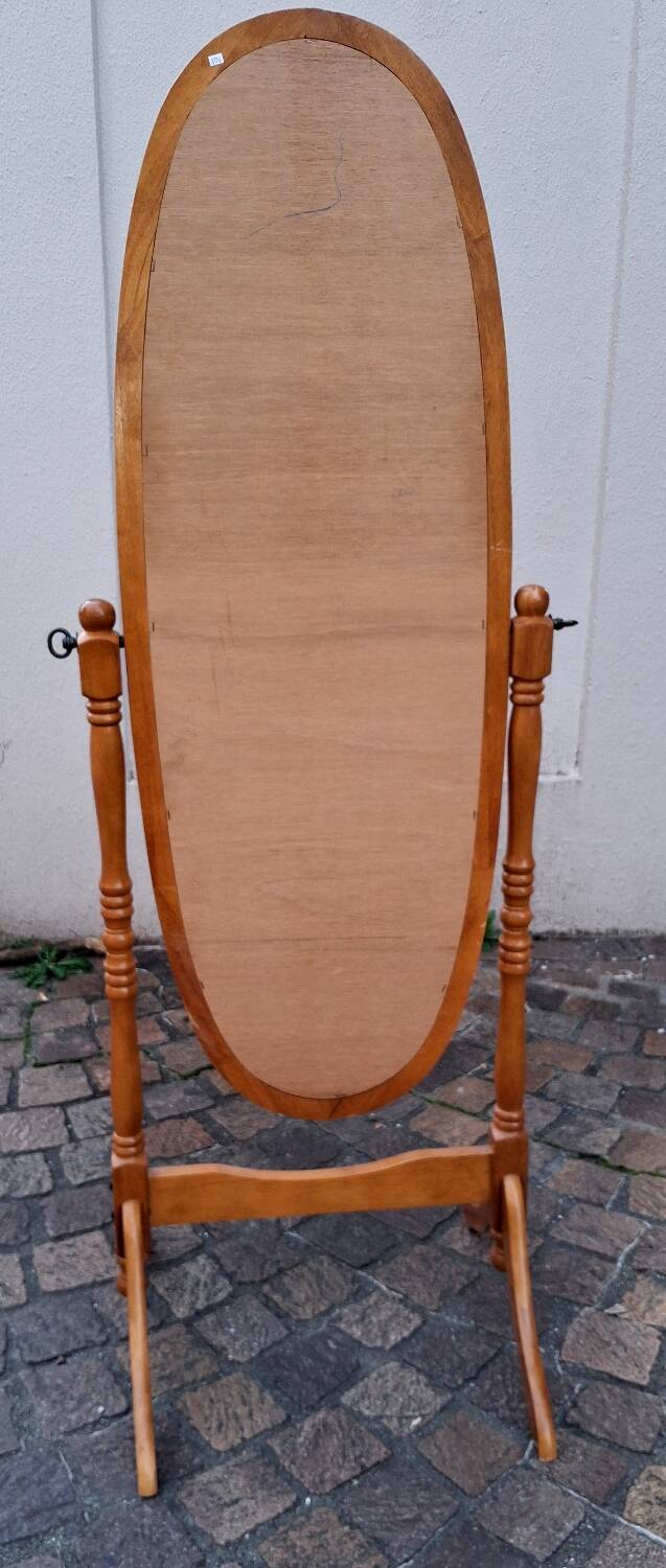 Tilting cheval mirror, in beechwood, for bedroom or dressing room