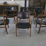 Ensemble de 6 fauteuils scandinaves en cuir et palissandre par Gondo Gravesen pour l’Atelier Bondo Gravesen Snedkerier 1960’s