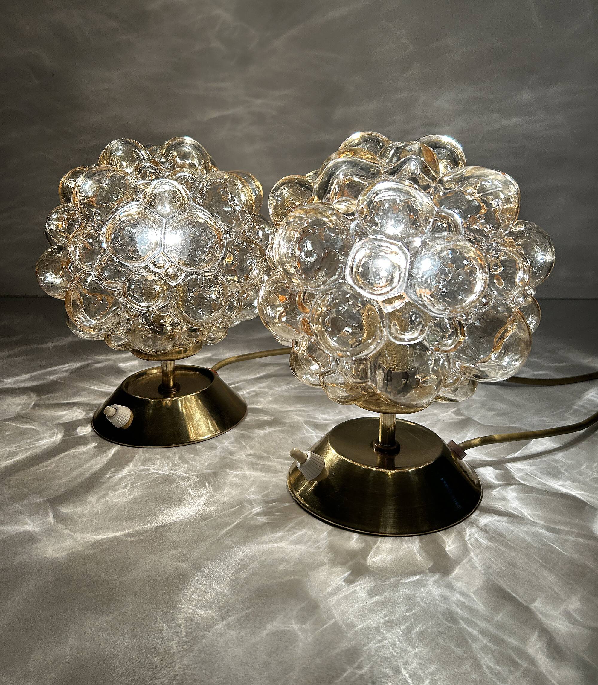 Pair of Limburg Bubble Glass Lamps