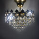 Old chandelier, gold metal crown ceiling, 4 floors, 3 fires, glass stamps. Year 80