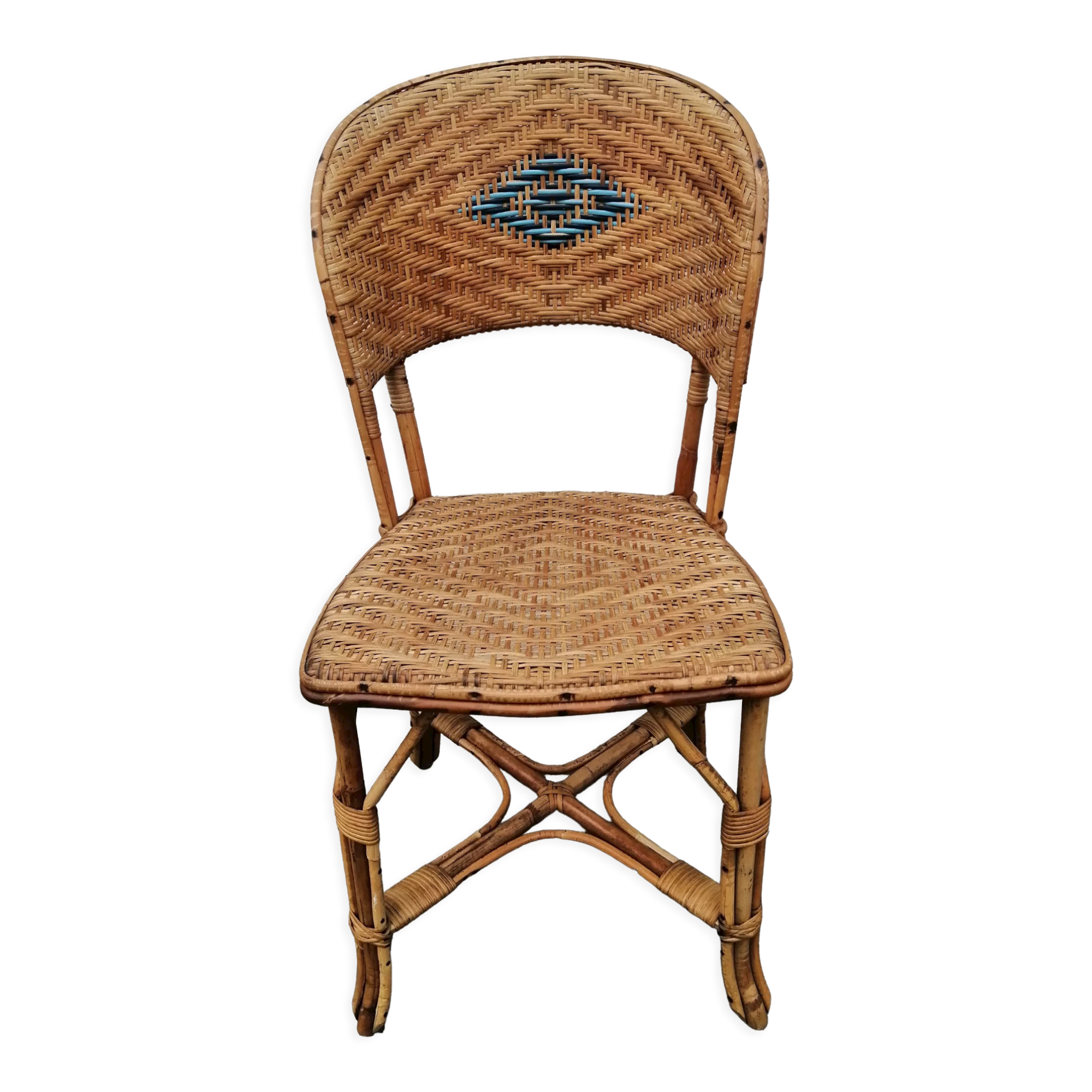Antique rattan bistro chair
