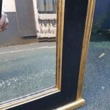 Miroir d'époque art deco noir et or 81x111cm