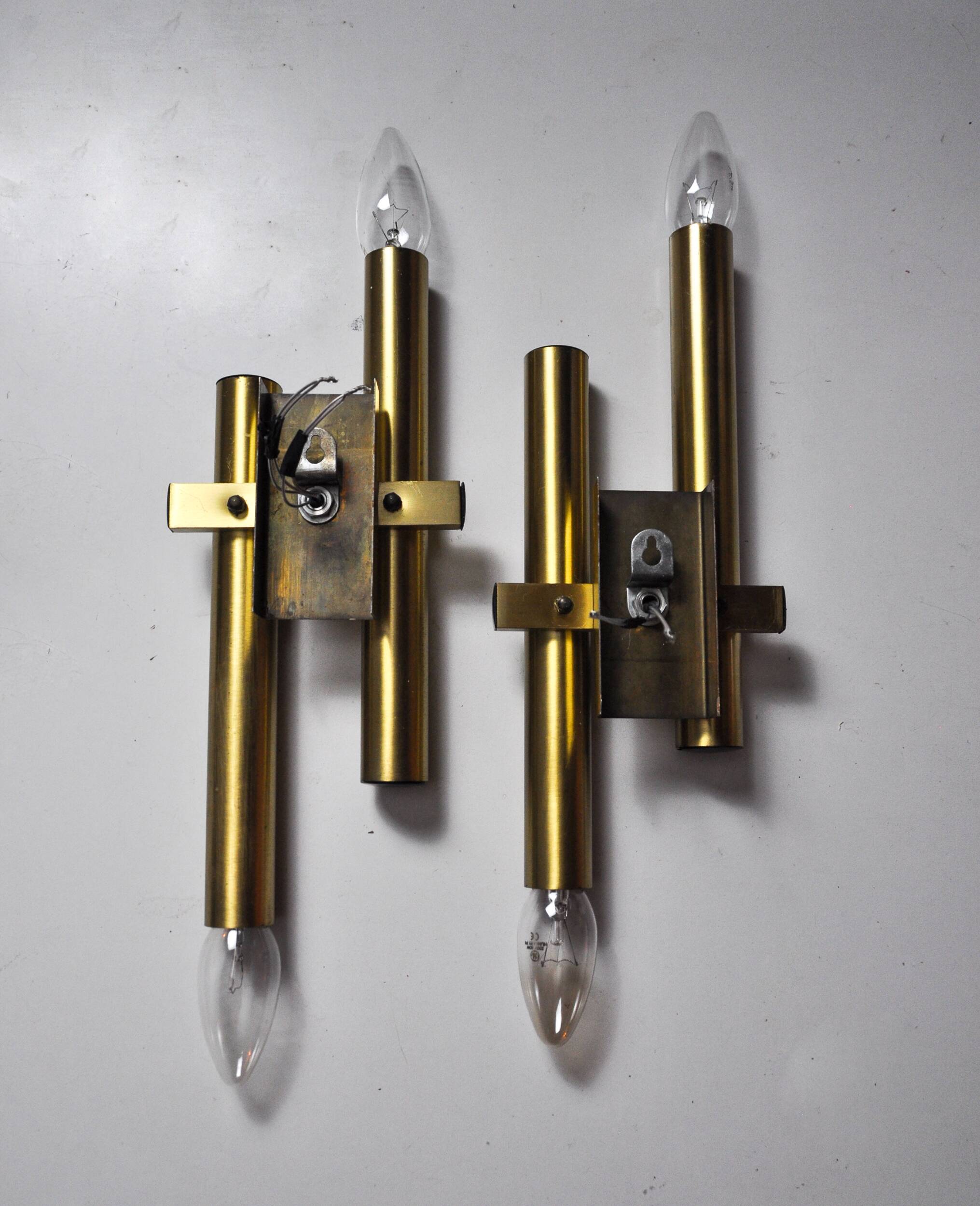 Pair of tubular wall lights from Sciolari, Italy, 1970