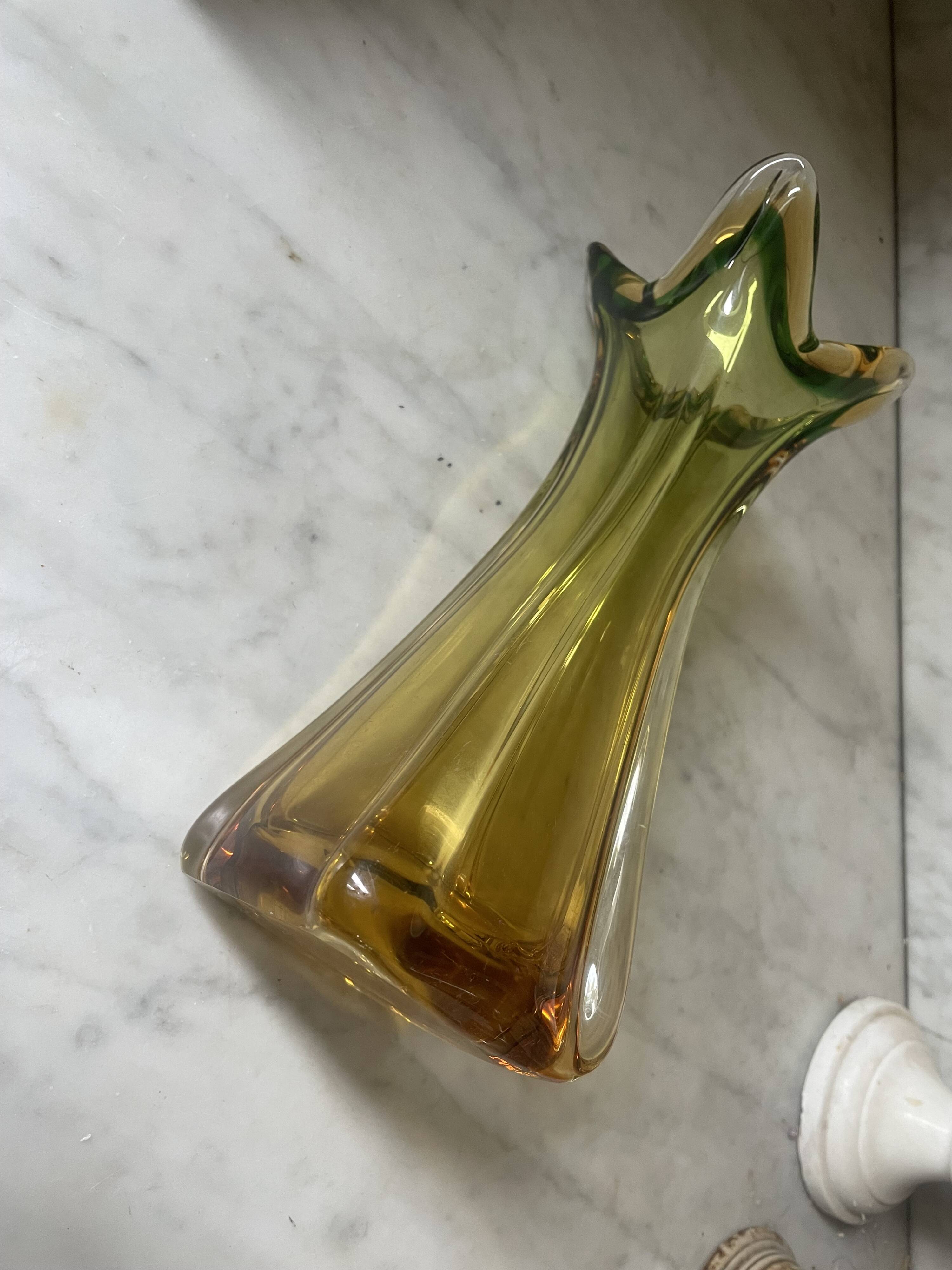 Amber Murano glass vase circa 1960