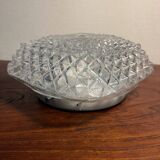 Plafonnier année 1970 en verre strié ciselé