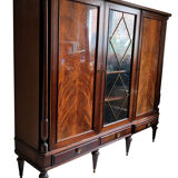 Solid cherry and lacquered mahogany veneer bookcase from the late 1950s