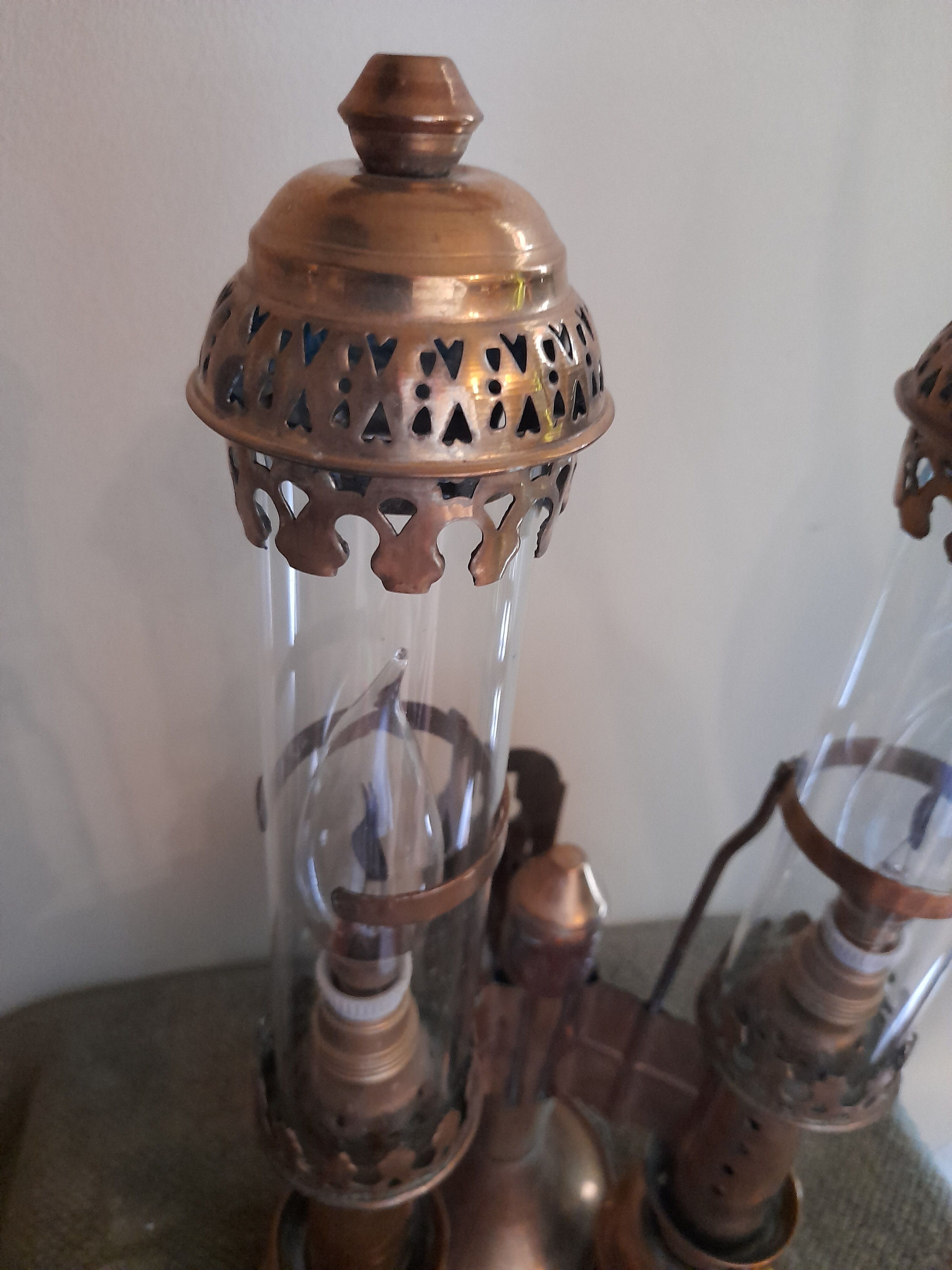 Paire de lampes de gare ancienne