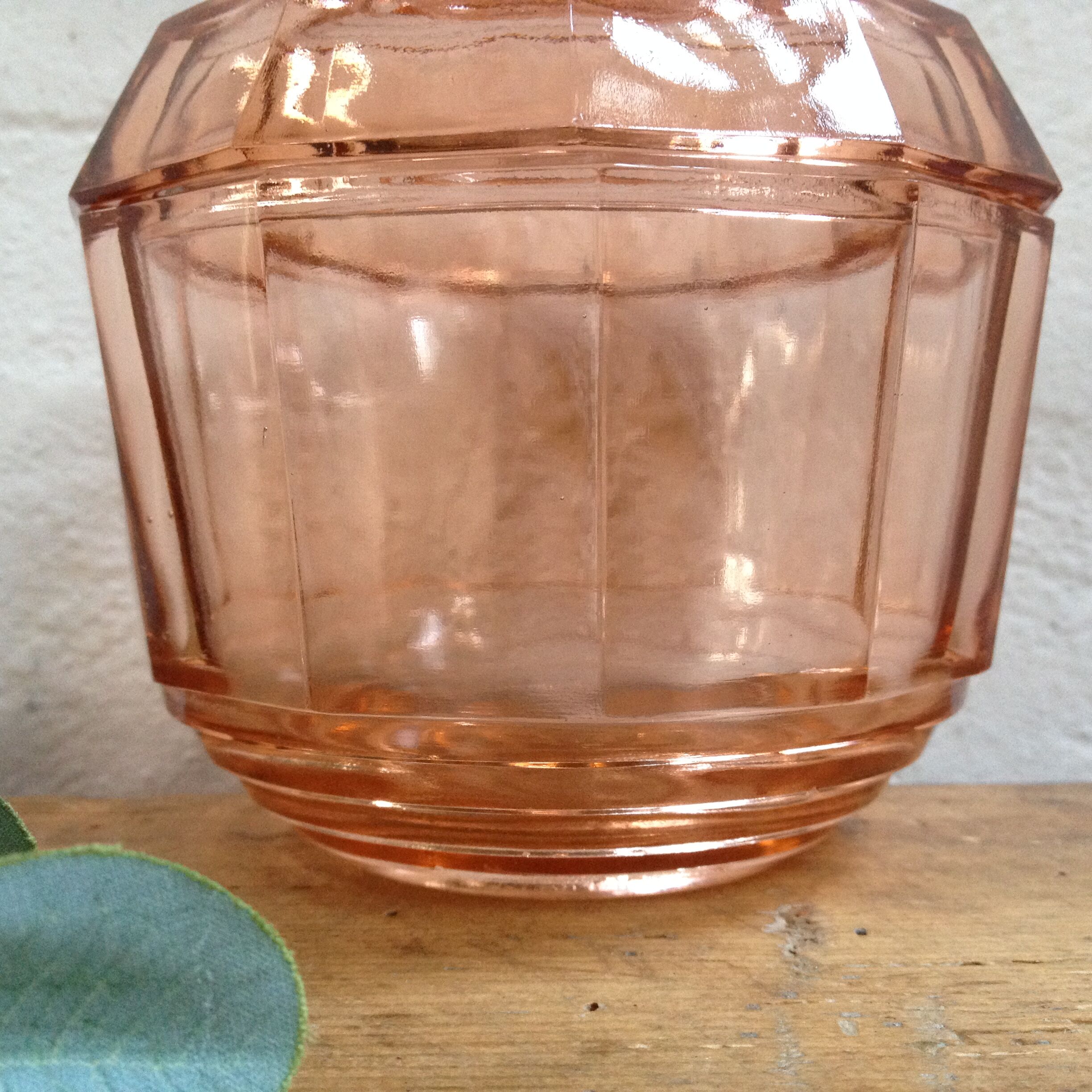 Art Deco candy in pink glass