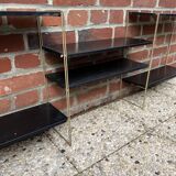 Black and gold metal string shelf - vintage 1960