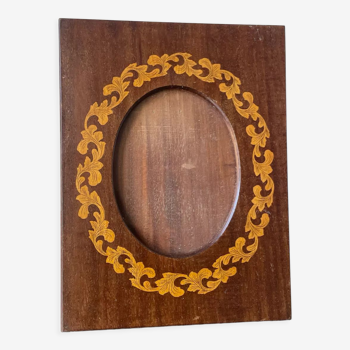 Art nouveau wooden picture frame with intarsia wood measurements 20 cm x 15 cm