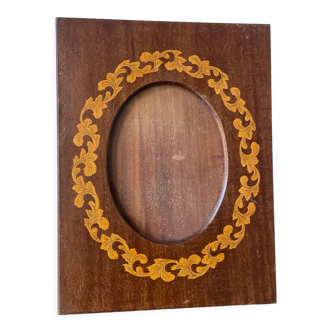 Art nouveau wooden picture frame with intarsia wood measurements 20 cm x 15 cm