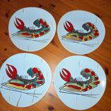 Seafood service / fish 14 pieces / PORNIC M.B.F.A Hand-painted