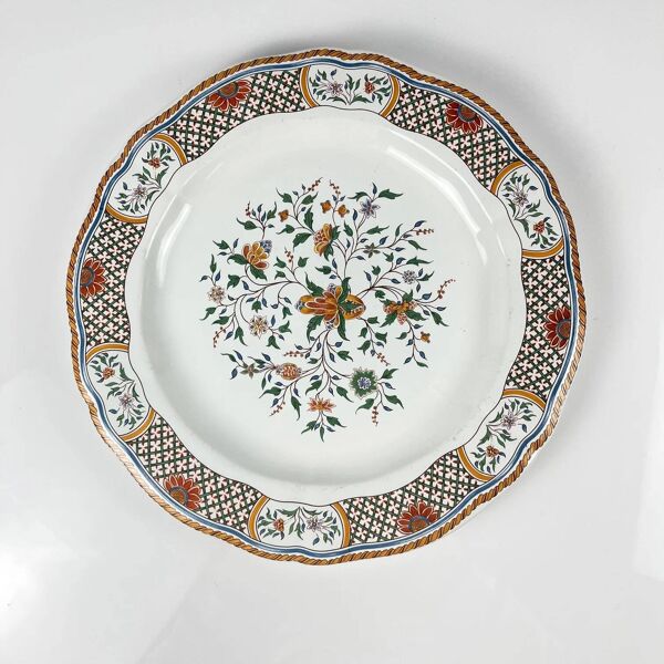 Plat à gateaux / rond Gien modèle Rouen Sainfoin, 1990
