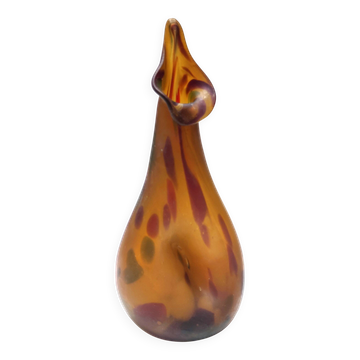 Vase expérimental en verre de Murano ambré, attribué à Anzolo Fuga, Italie