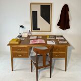 Two-sided oak desk, 50s