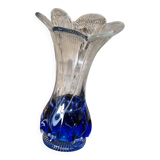 Large vintage blue glass vase