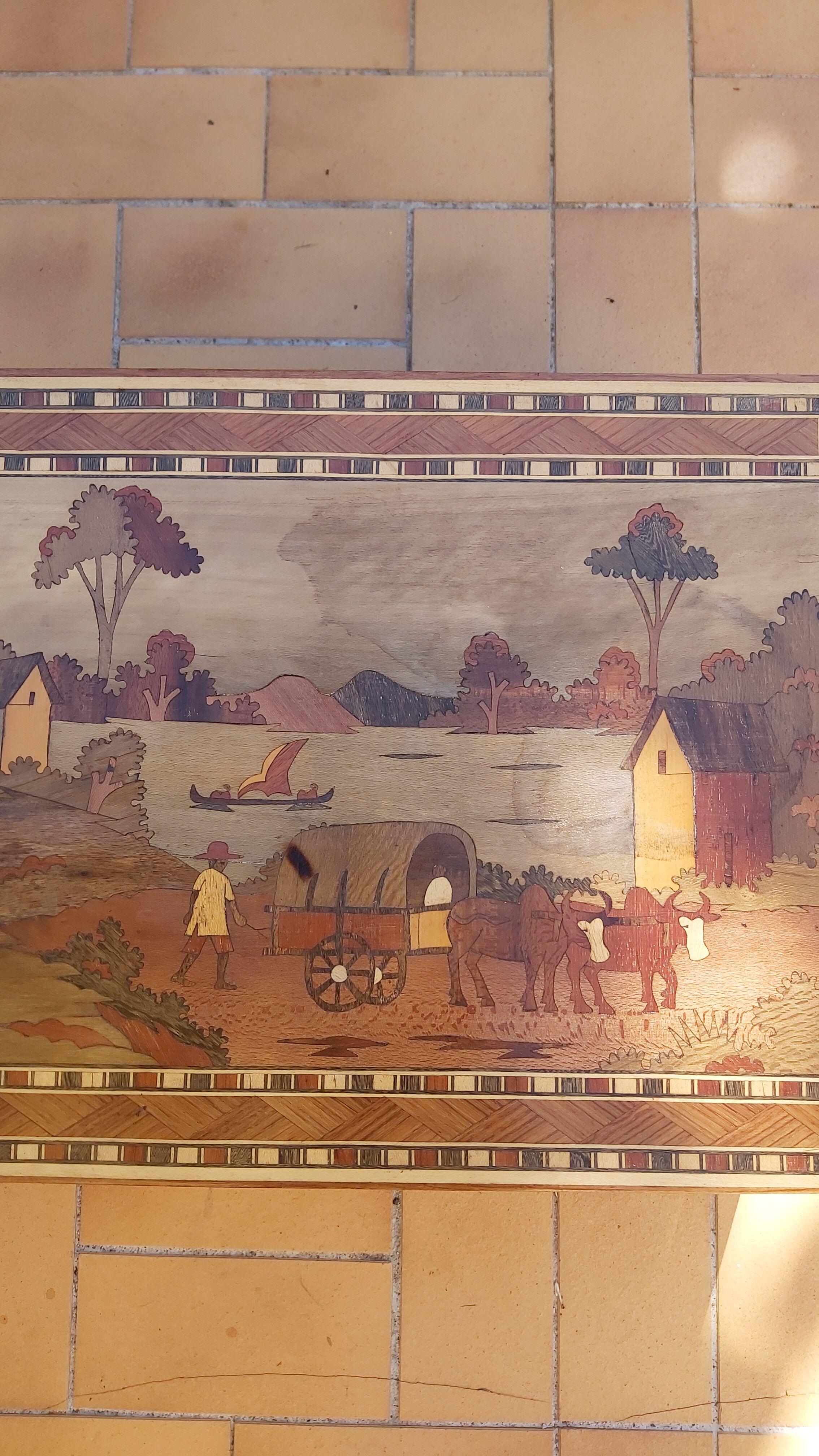 Malagasy marquetry trundle tables