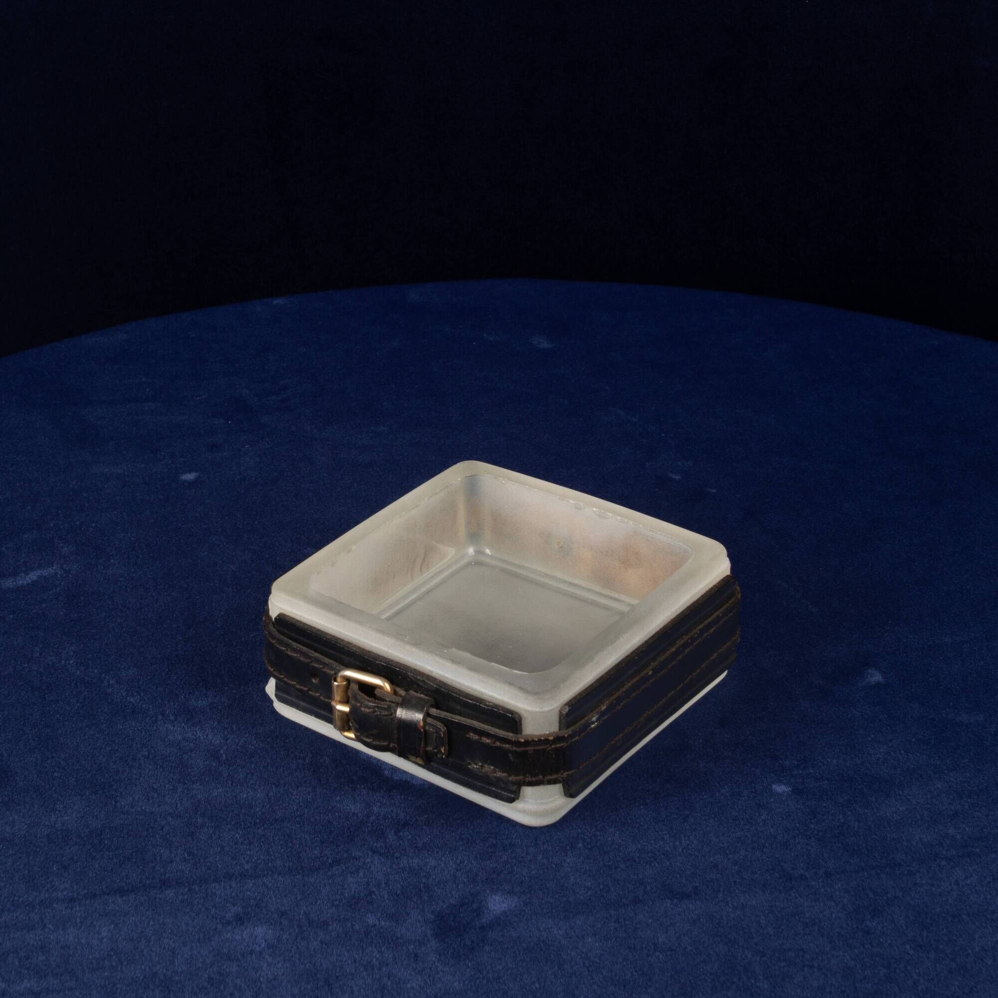 Jacques Adnet Hand-Stitched Leather Ashtray, France 1950