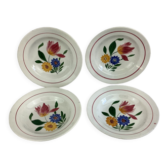 4 Assiettes creuses anciennes Digoin Sarreguemines