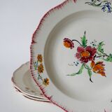 Set of 4 Salin soup plates with serrated edges with flowers Salins 1950