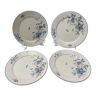 4 old plates Sarreguemines model Butterfly flowers