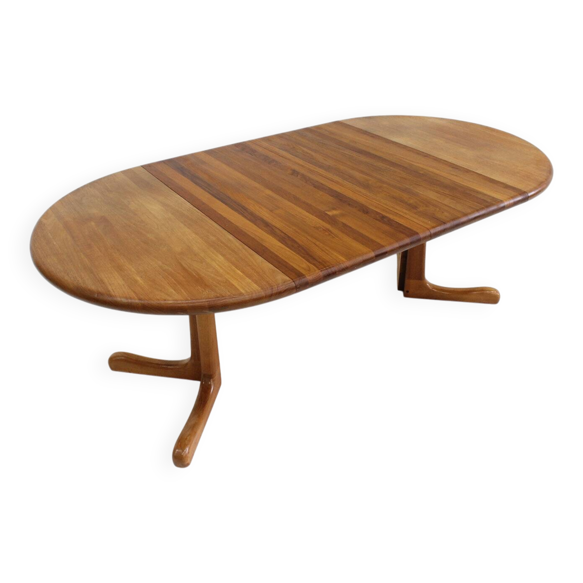 Vintage Danish round extendable dining table solid teak 1960s