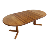Vintage Danish round extendable dining table solid teak 1960s