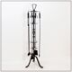 Set d'outils pour cheminée en fer forgé martelé : H 127cm