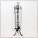 Large Wrought Iron Hammered Fireplace Tool Set: H 127cm
