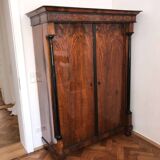 Biedermeier Armoire, Walnut Veneer and Full Columns, Austria, circa 1820